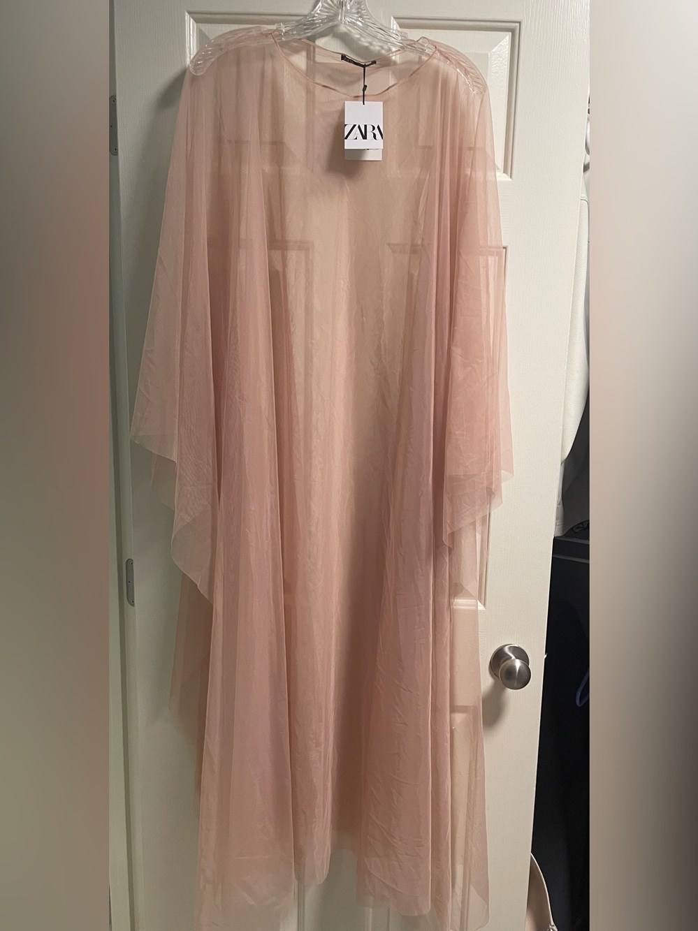 Zara Blush Pink Sheer Cape